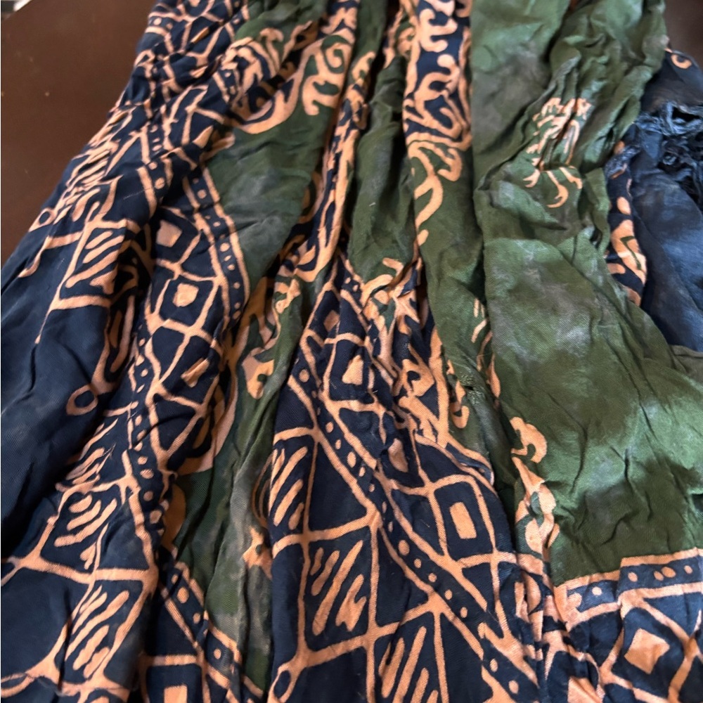 Bohemian Blue and Green Patterned Scarf